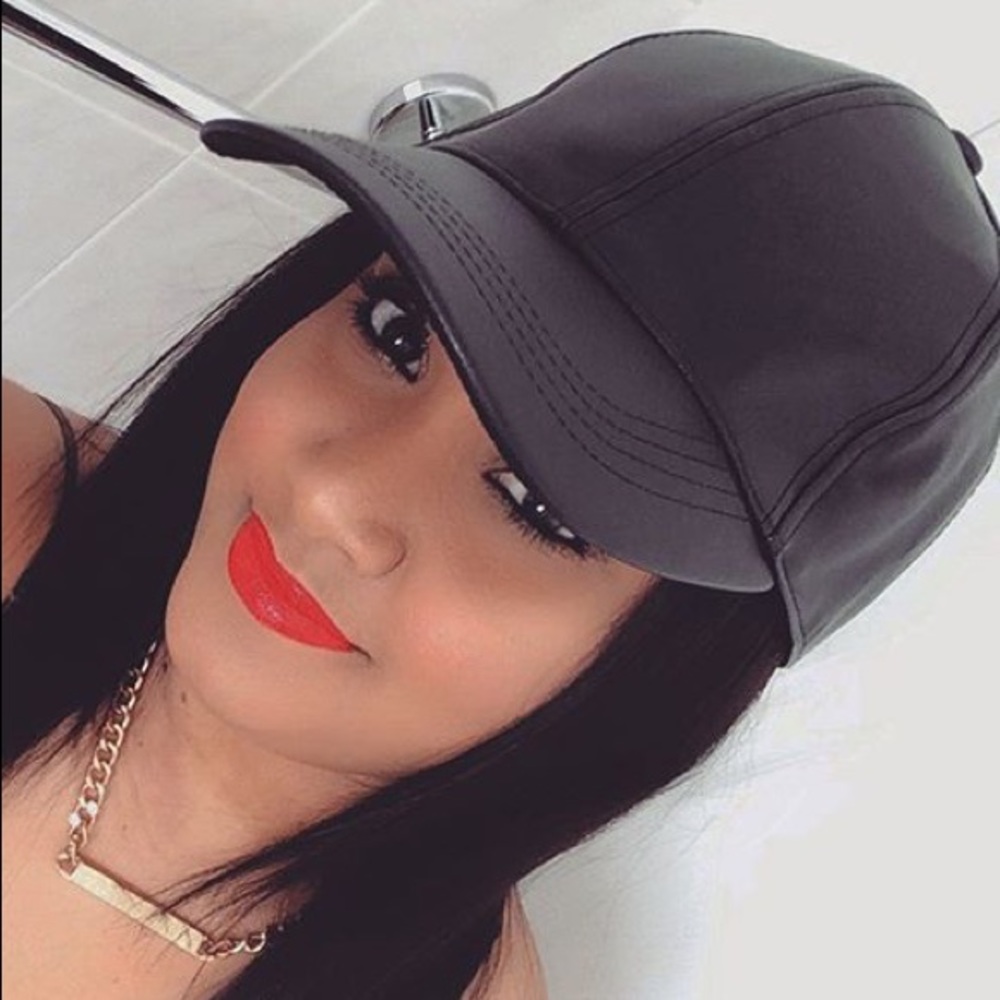 Black Faux Leather Dad Hat - Picture 1 of 7